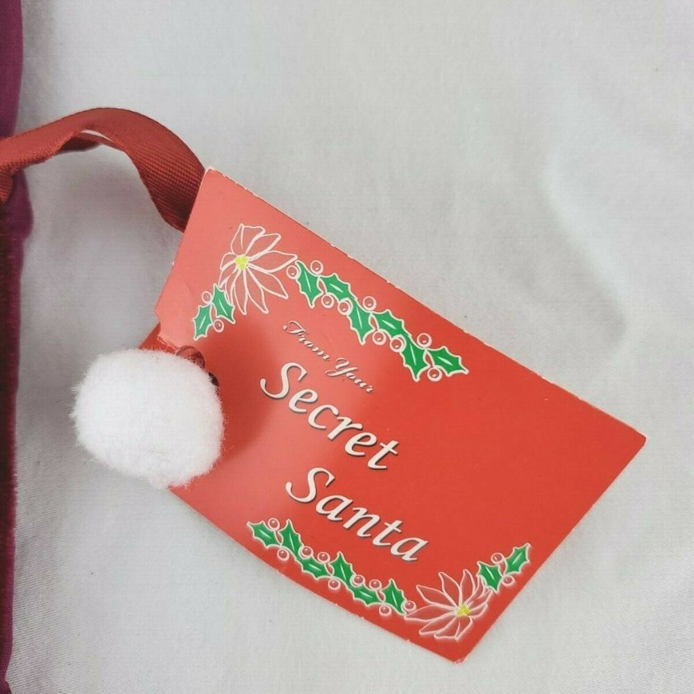New 11" Fabric Secret Santa Plush Gift Bag Pouch New With Tags - Picture 3 of 5